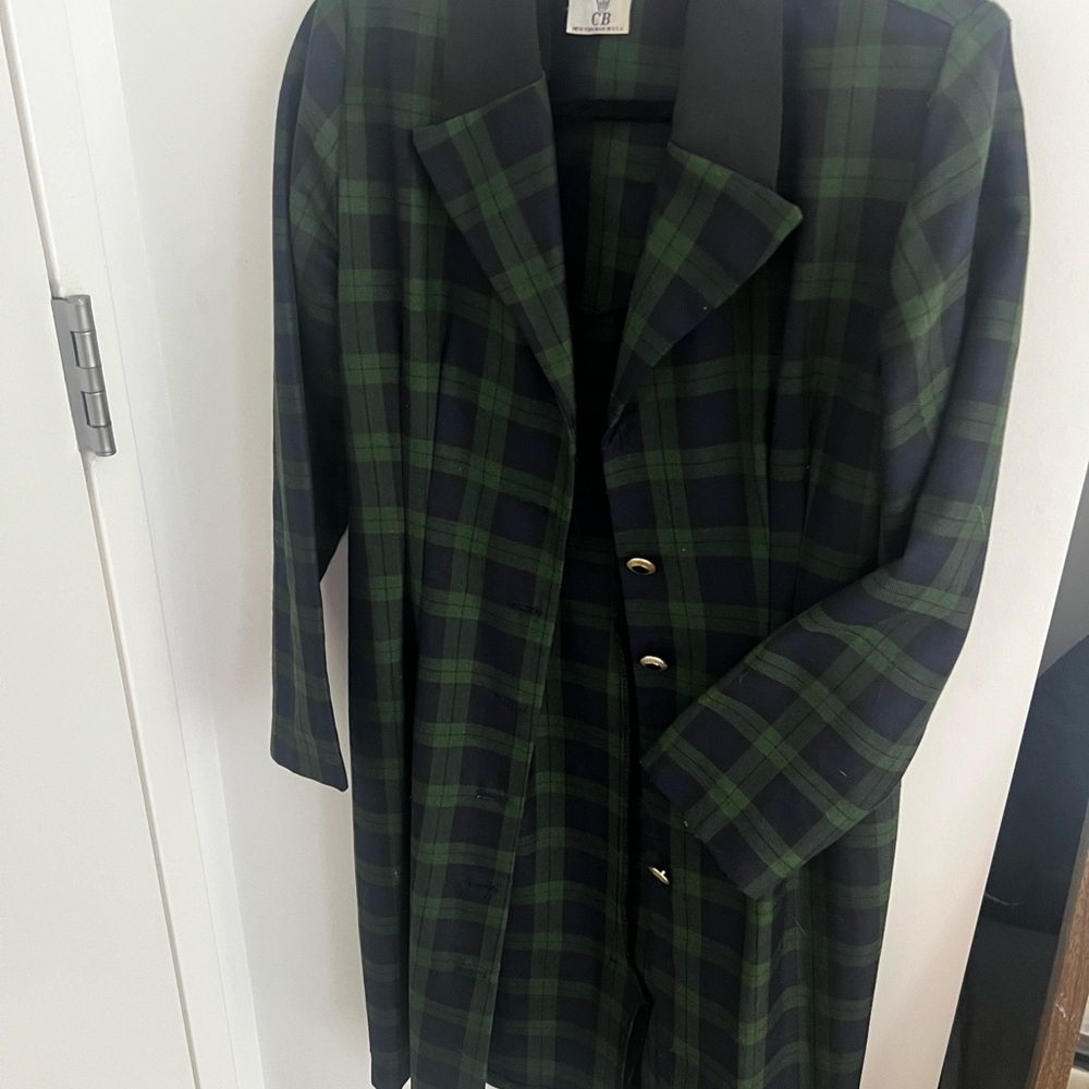 Green Plaid Trench Coat
